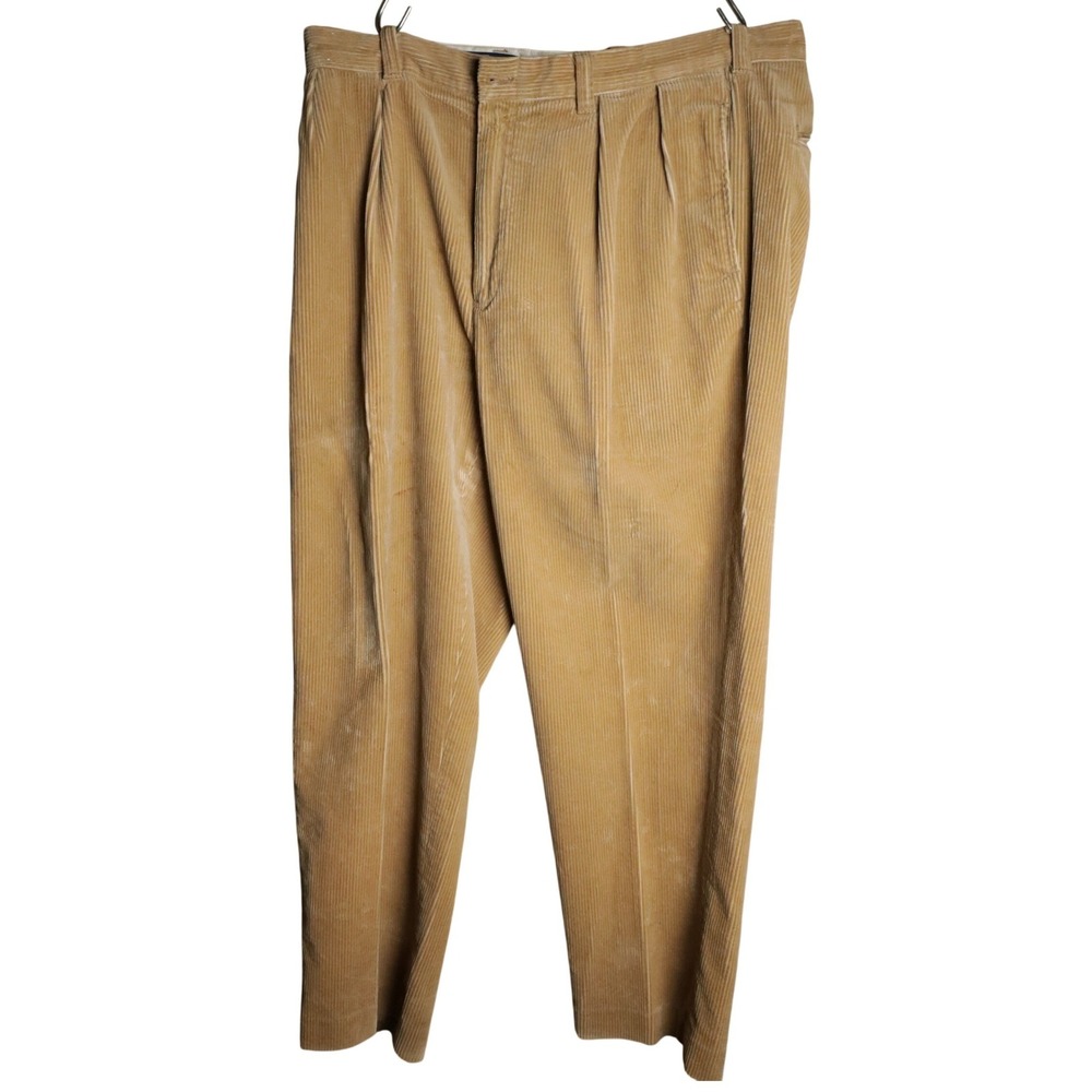 Polo Ralph‎ Lauren Corduroy Pants Tan Pleated Size 38 30 Mens Casual Office